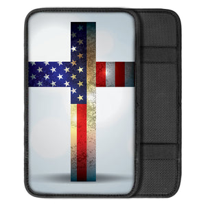 American Christian Cross Flag Print Car Center Console Cover