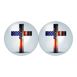 American Christian Cross Flag Print Car Coasters