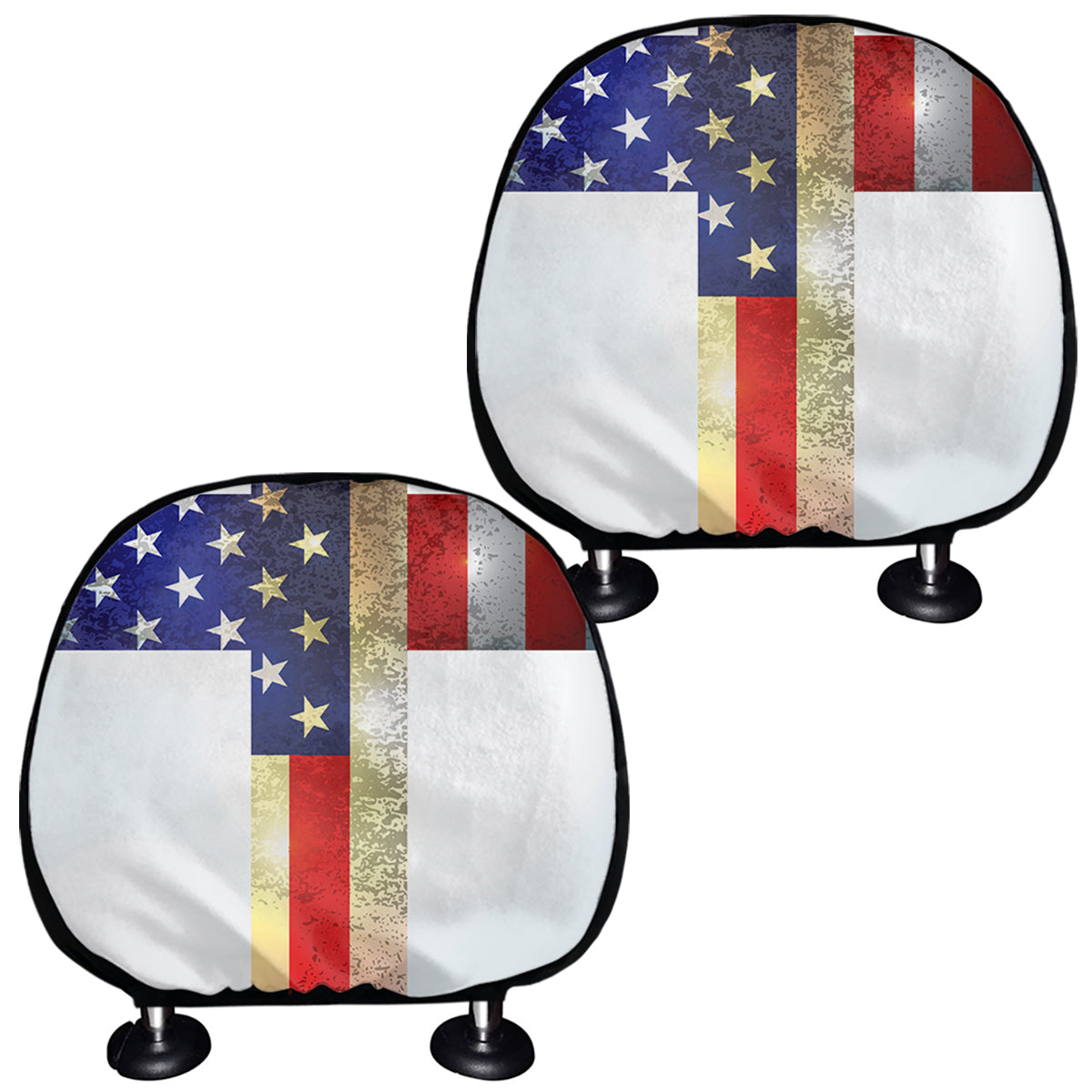 American Christian Cross Flag Print Car Headrest Covers