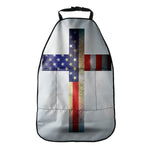 American Christian Cross Flag Print Car Seat Organizers