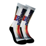 American Christian Cross Flag Print Crew Socks