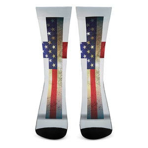 American Christian Cross Flag Print Crew Socks