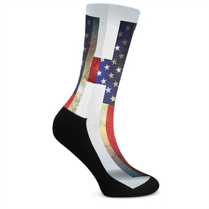 American Christian Cross Flag Print Crew Socks