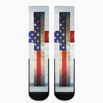 American Christian Cross Flag Print Crew Socks