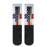 American Christian Cross Flag Print Crew Socks