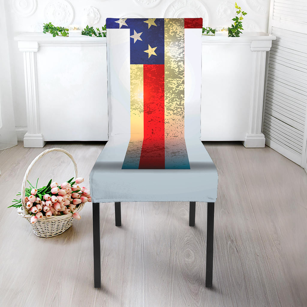 American Christian Cross Flag Print Dining Chair Slipcover