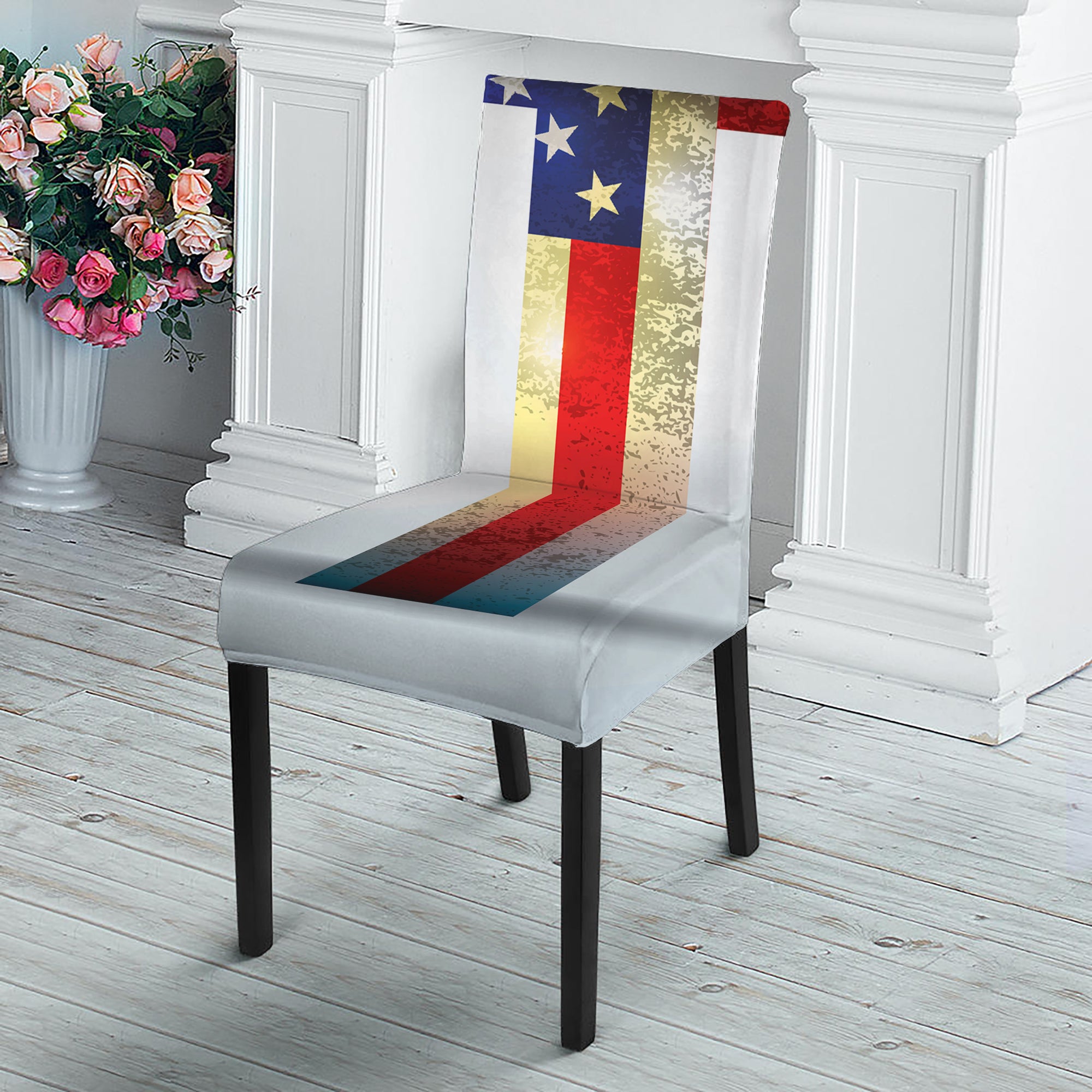 American Christian Cross Flag Print Dining Chair Slipcover