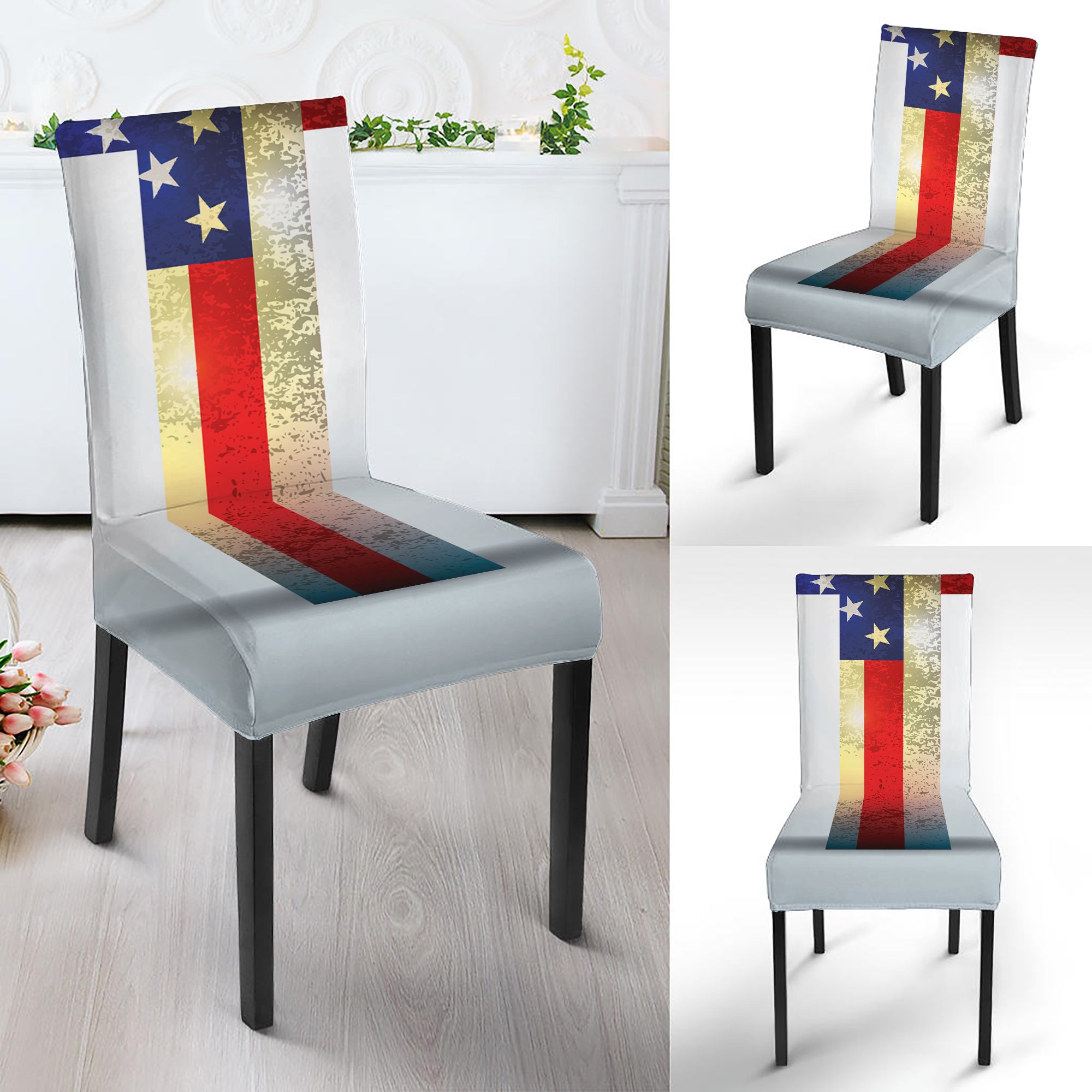 American Christian Cross Flag Print Dining Chair Slipcover