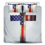American Christian Cross Flag Print Duvet Cover Bedding Set