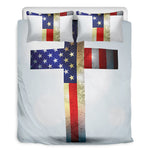 American Christian Cross Flag Print Duvet Cover Bedding Set