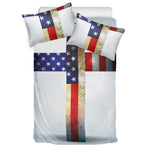 American Christian Cross Flag Print Duvet Cover Bedding Set