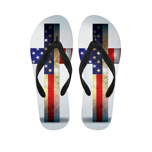 American Christian Cross Flag Print Flip Flops