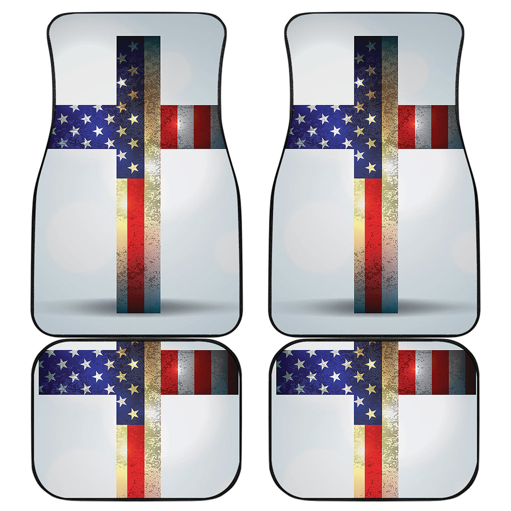 American Christian Cross Flag Print Front and Back Car Floor Mats