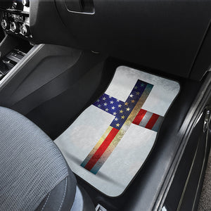 American Christian Cross Flag Print Front and Back Car Floor Mats