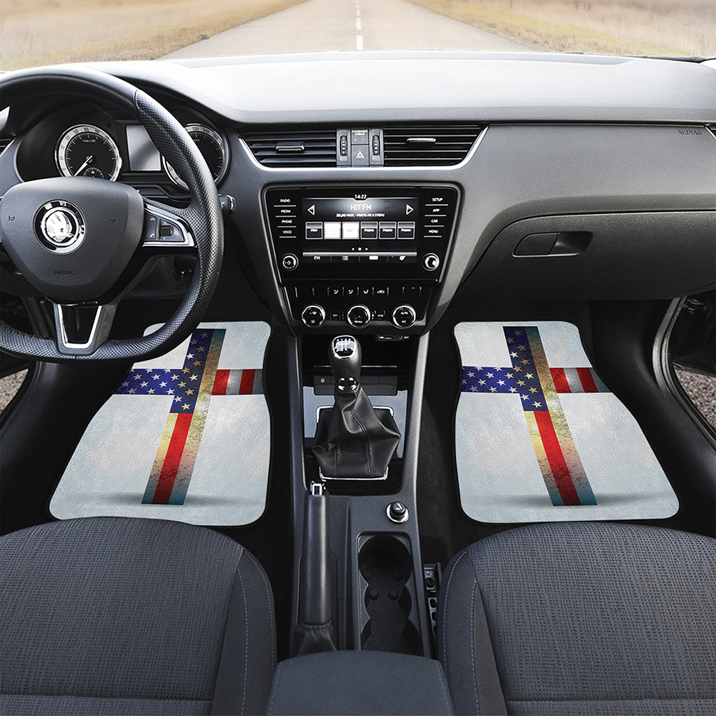 American Christian Cross Flag Print Front Car Floor Mats