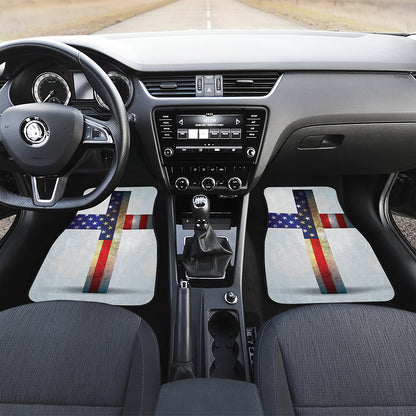 American Christian Cross Flag Print Front Car Floor Mats
