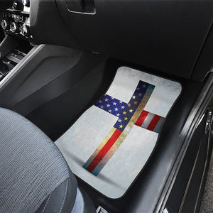 American Christian Cross Flag Print Front Car Floor Mats