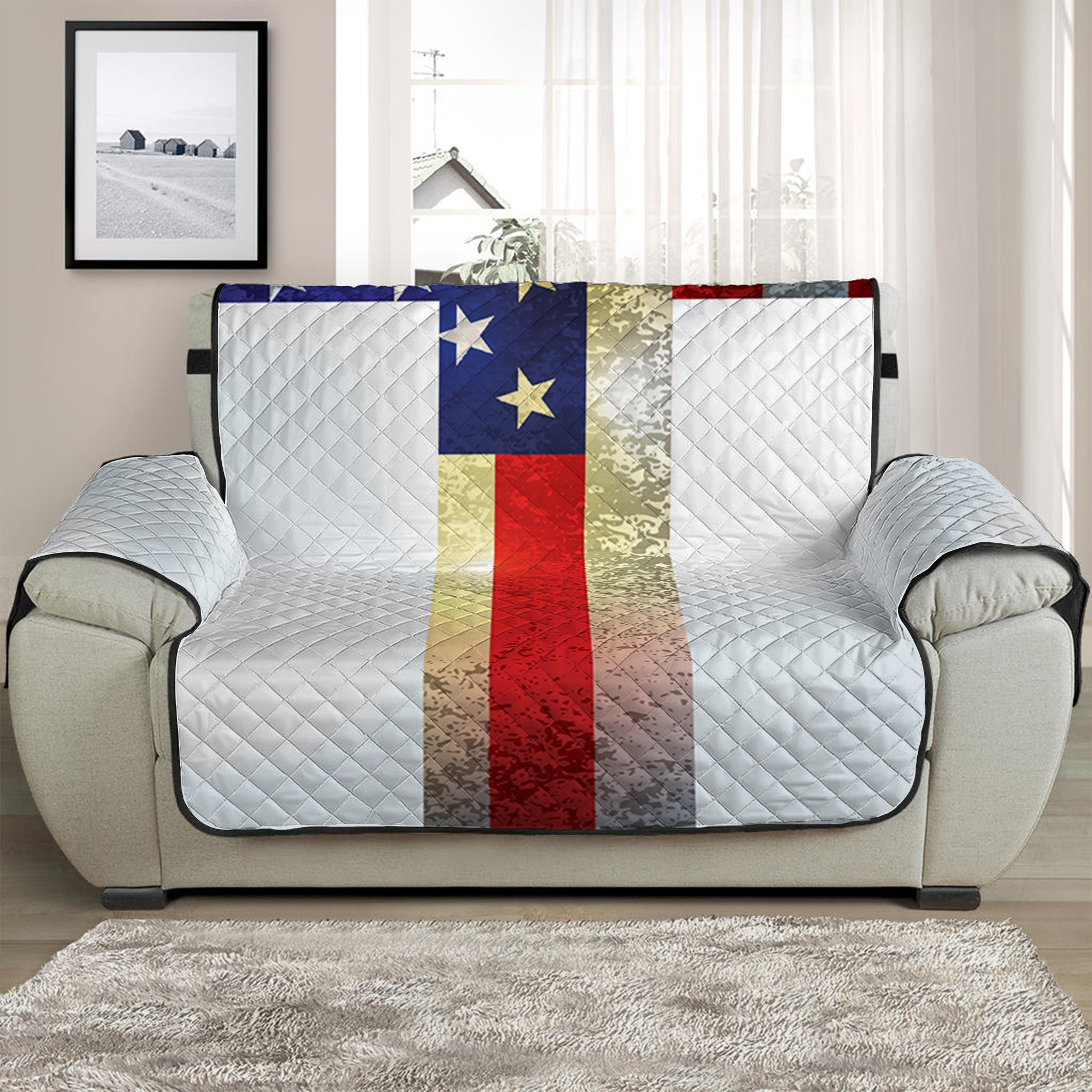 American Christian Cross Flag Print Half Sofa Protector