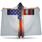 American Christian Cross Flag Print Hooded Blanket