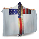 American Christian Cross Flag Print Hooded Blanket