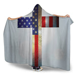 American Christian Cross Flag Print Hooded Blanket
