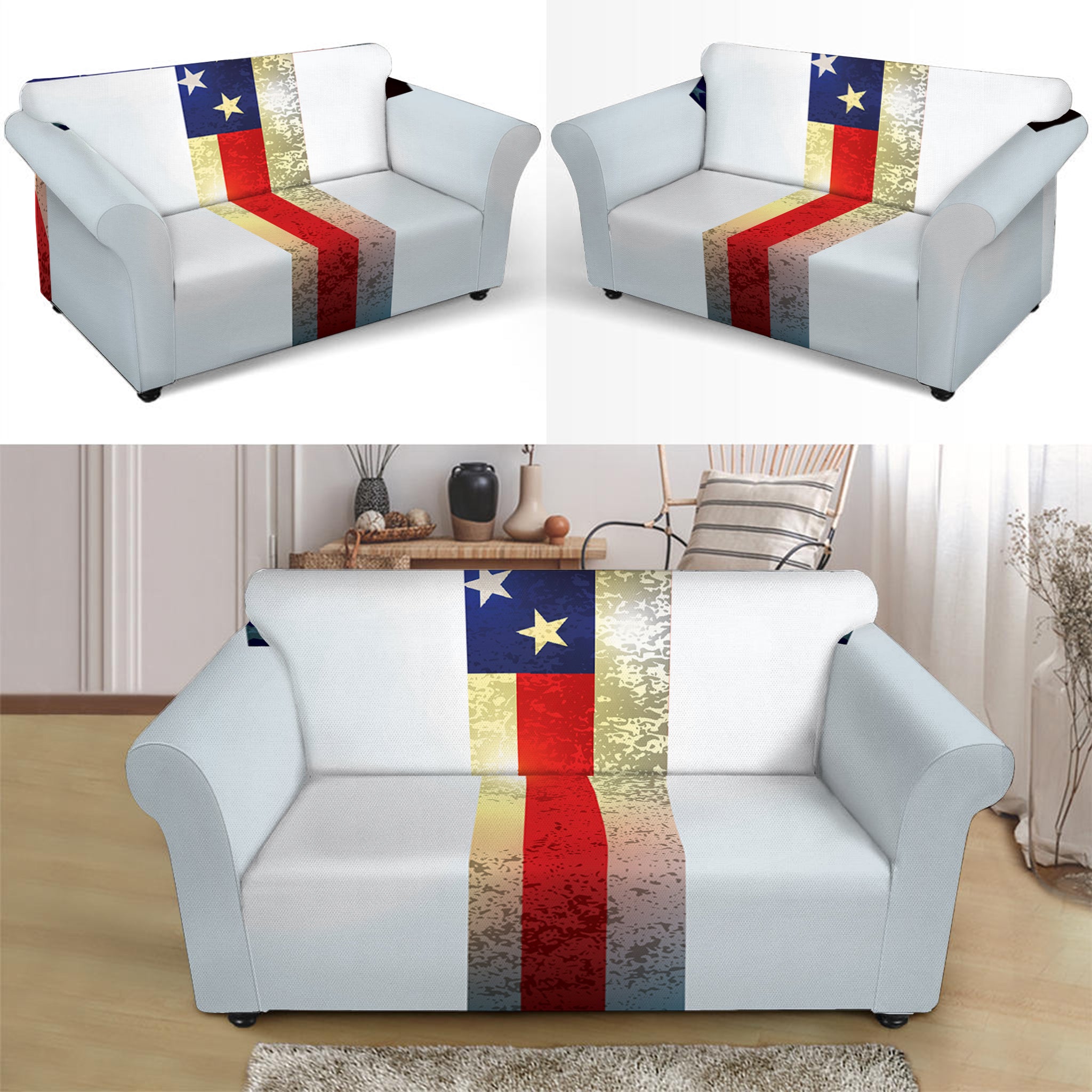 American Christian Cross Flag Print Loveseat Slipcover