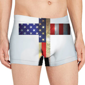 American Christian Cross Flag Print Men's Boxer Briefs