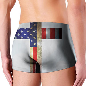 American Christian Cross Flag Print Men's Boxer Briefs