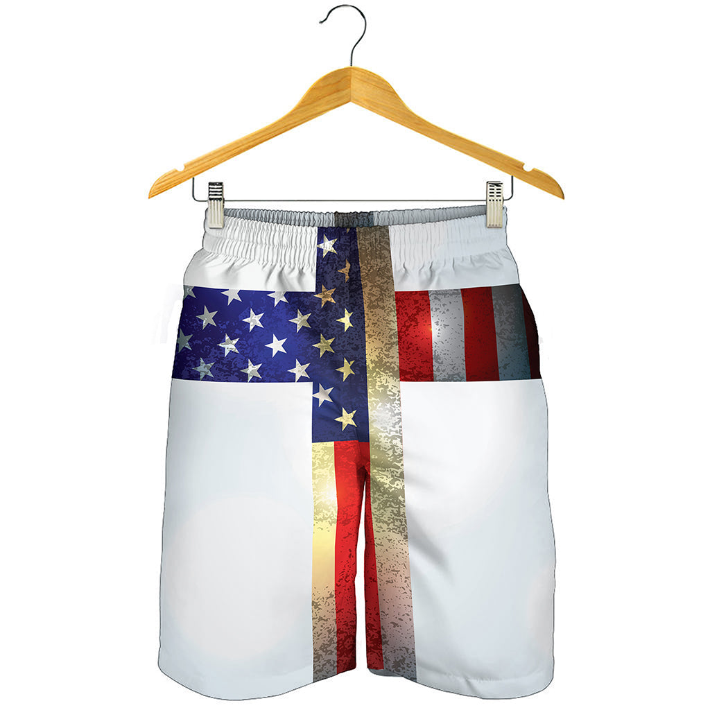 American Christian Cross Flag Print Men's Shorts