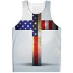 American Christian Cross Flag Print Men's Tank Top