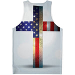 American Christian Cross Flag Print Men's Tank Top