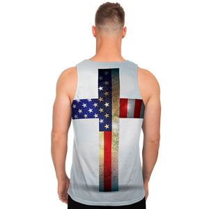 American Christian Cross Flag Print Men's Tank Top