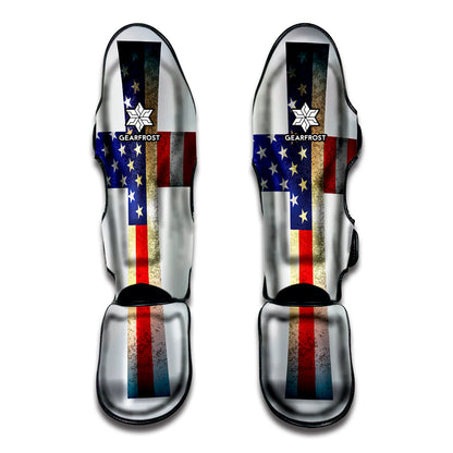 American Christian Cross Flag Print Muay Thai Shin Guard