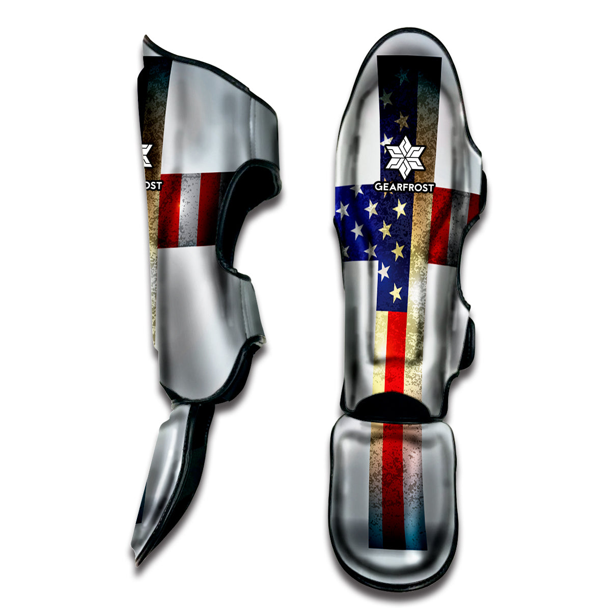 American Christian Cross Flag Print Muay Thai Shin Guard