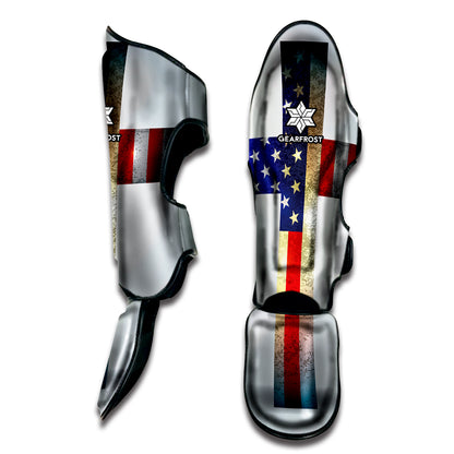 American Christian Cross Flag Print Muay Thai Shin Guard