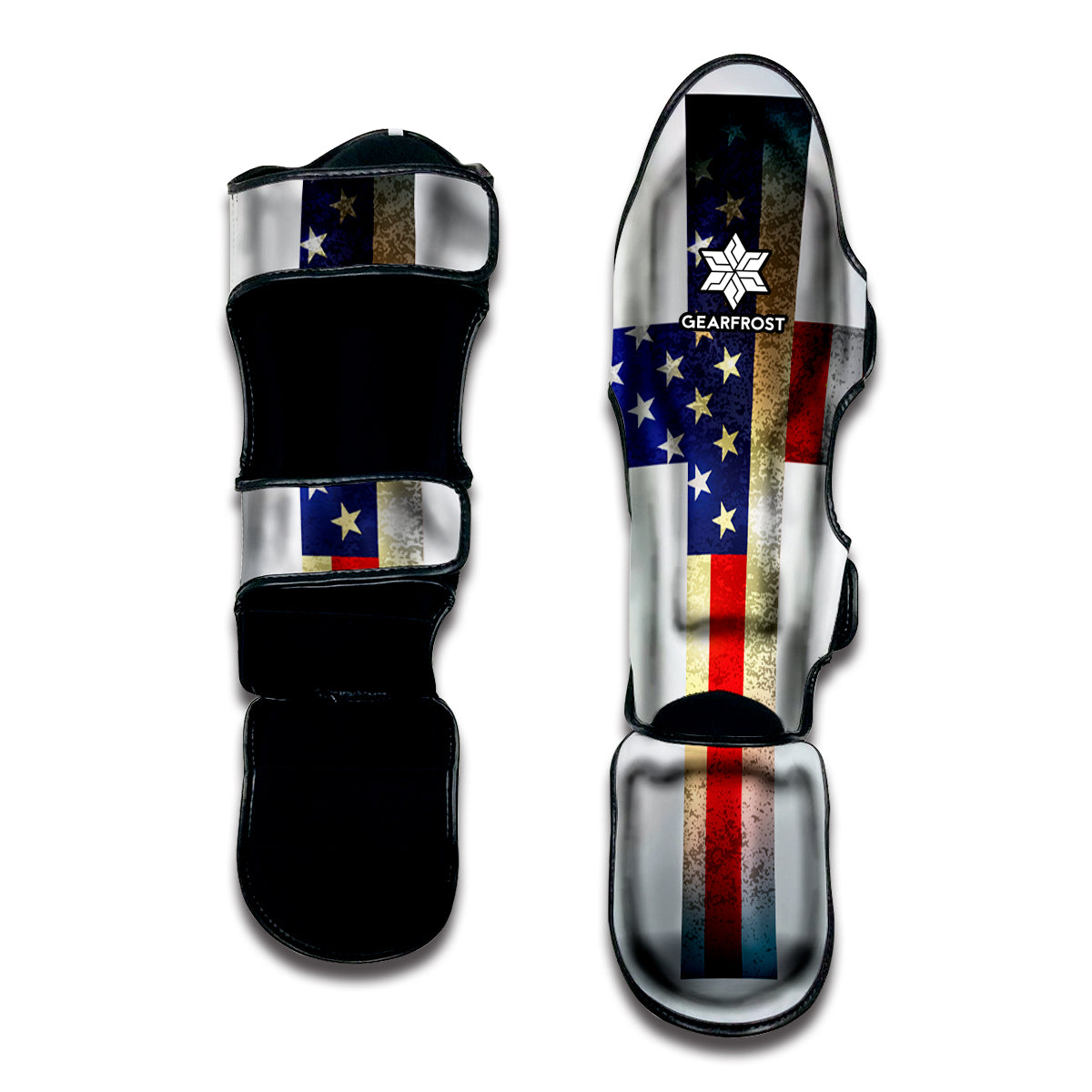 American Christian Cross Flag Print Muay Thai Shin Guard