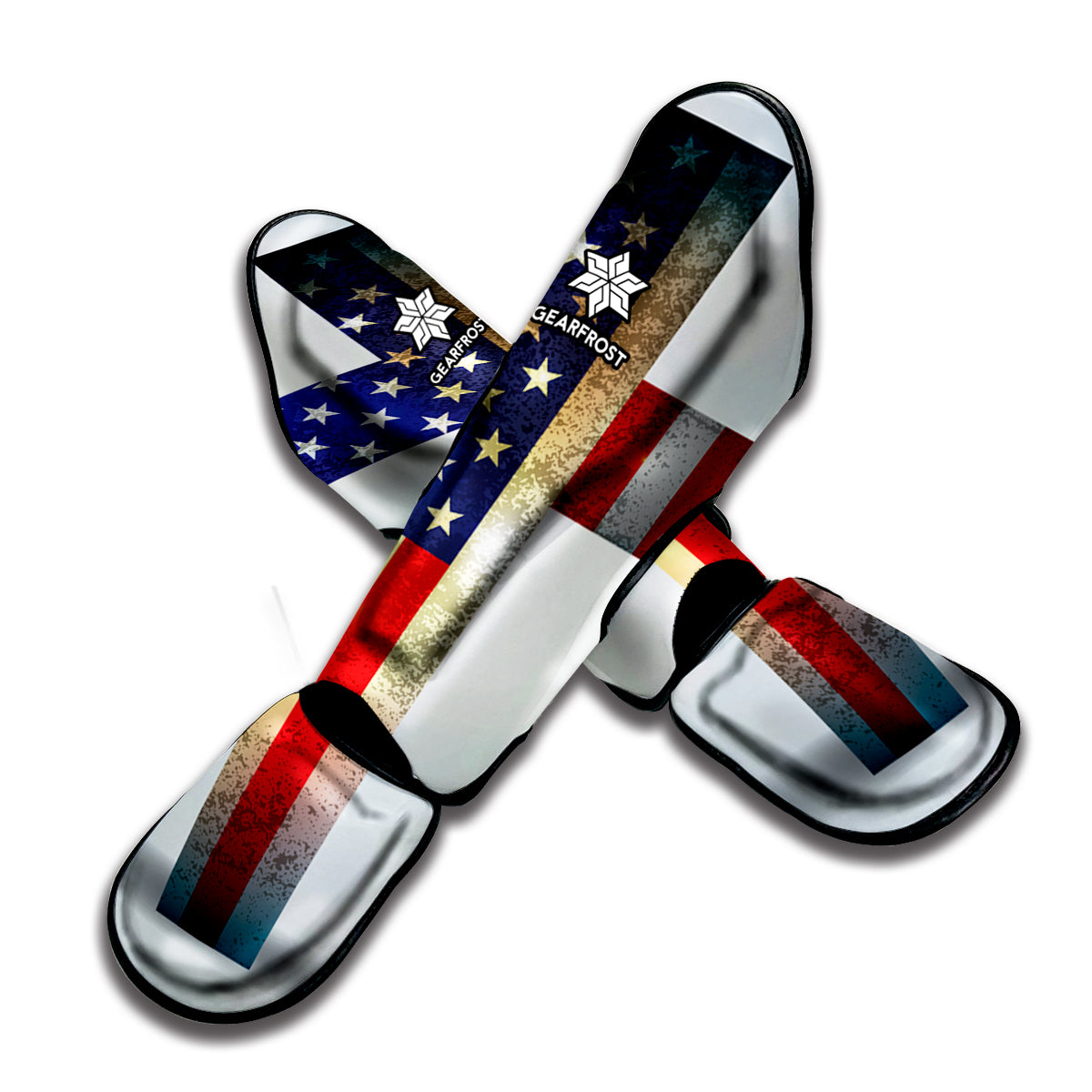 American Christian Cross Flag Print Muay Thai Shin Guard