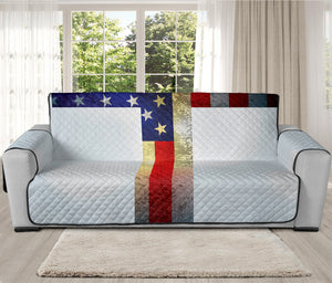 American Christian Cross Flag Print Oversized Sofa Protector