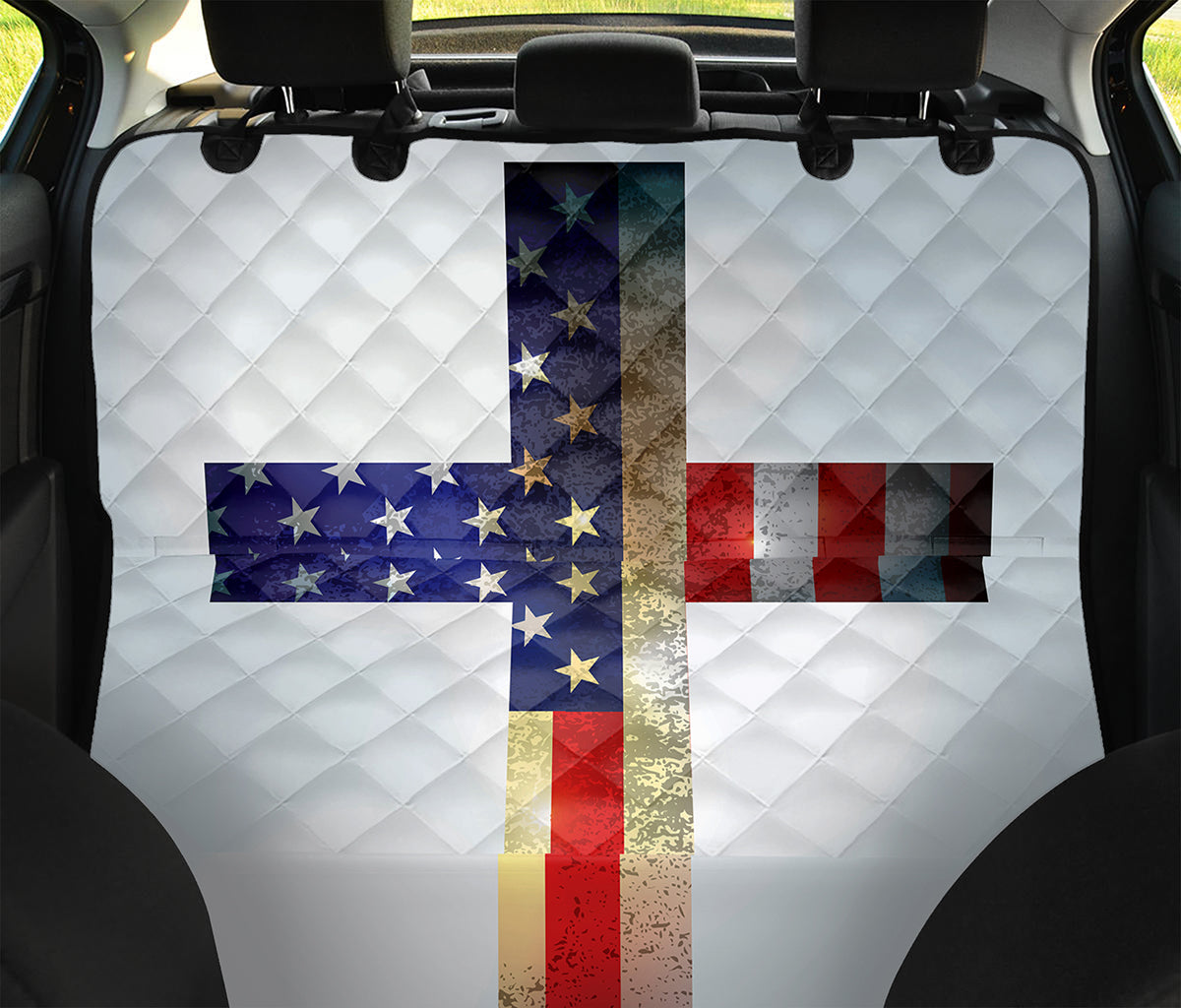 American Christian Cross Flag Print Pet Car Back Seat Cover