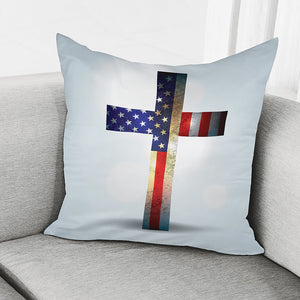 American Christian Cross Flag Print Pillow Cover