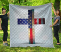 American Christian Cross Flag Print Quilt