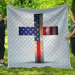 American Christian Cross Flag Print Quilt