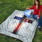 American Christian Cross Flag Print Quilt