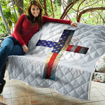 American Christian Cross Flag Print Quilt