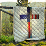American Christian Cross Flag Print Quilt
