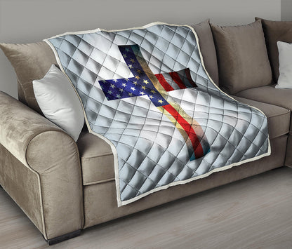 American Christian Cross Flag Print Quilt