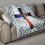 American Christian Cross Flag Print Quilt