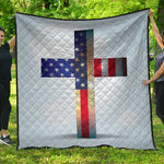 American Christian Cross Flag Print Quilt