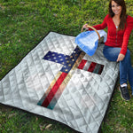American Christian Cross Flag Print Quilt