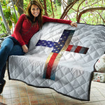 American Christian Cross Flag Print Quilt
